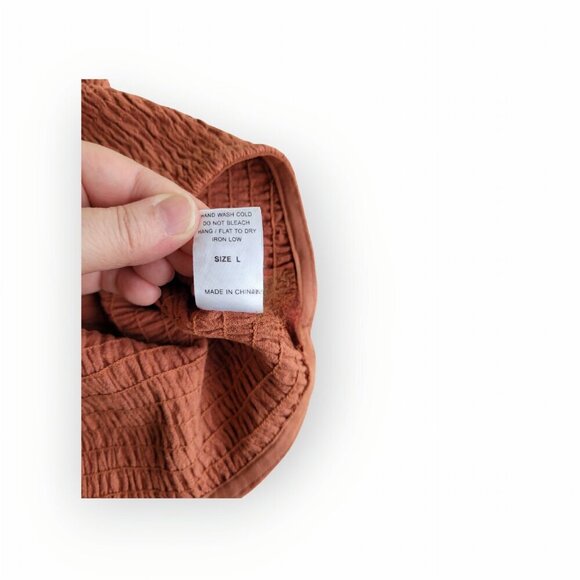 ASOS Summer Of Diane x Vici one-shoulder crinkly top in terracotta NWT size L - Picture 5 of 11